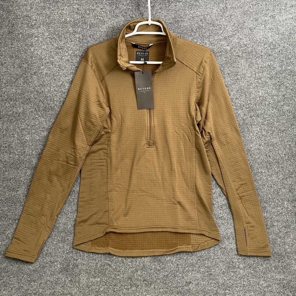 Beyond Clothing L2 Krios Pullover Mens Sz M Coyote Brown Grid Fleece NWT
